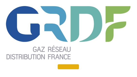 Logo GRDF, partenaire de Thermorénov en solutions hybride et gaz vert